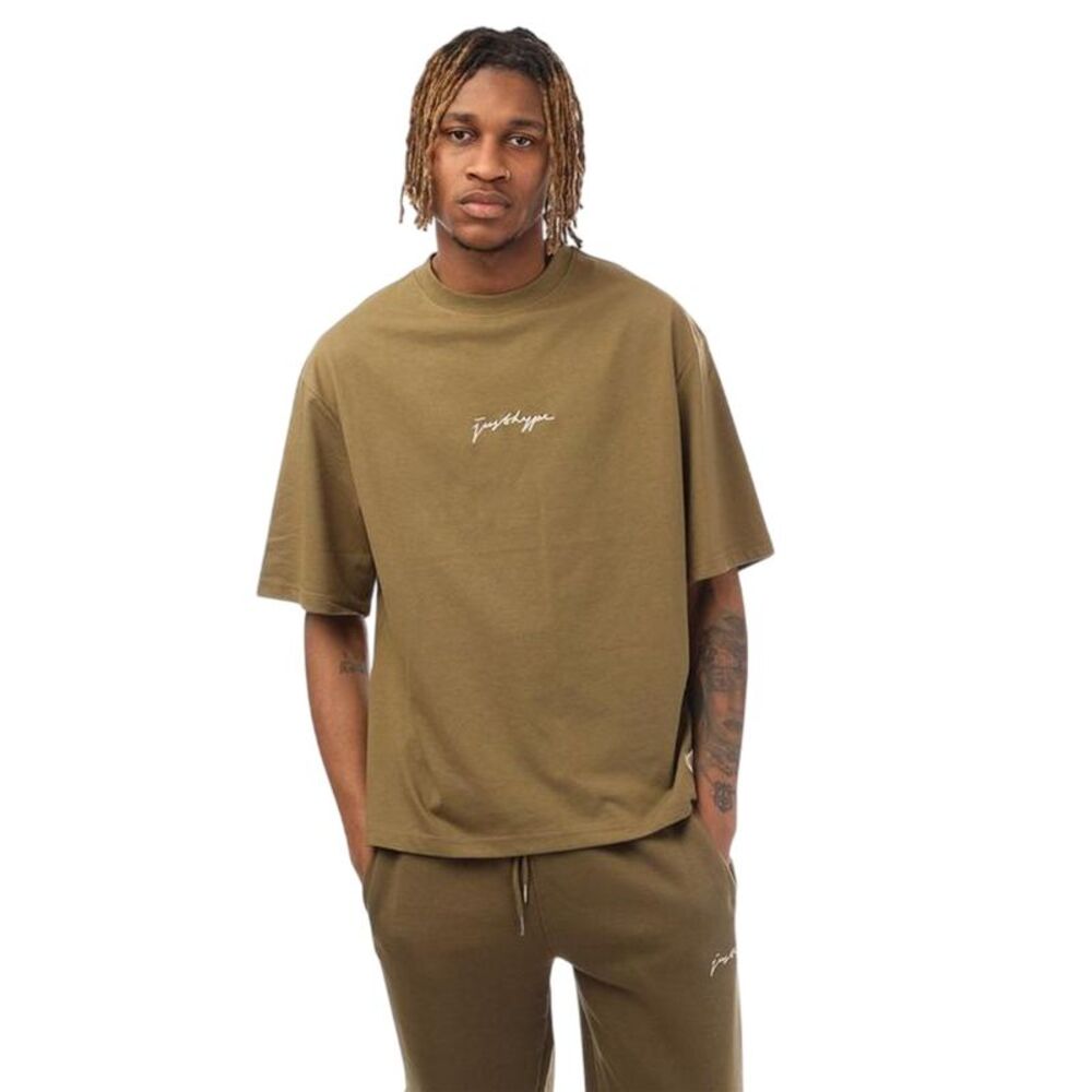 Hype Mens Signature Logo Oversized T-Shirt / Olive